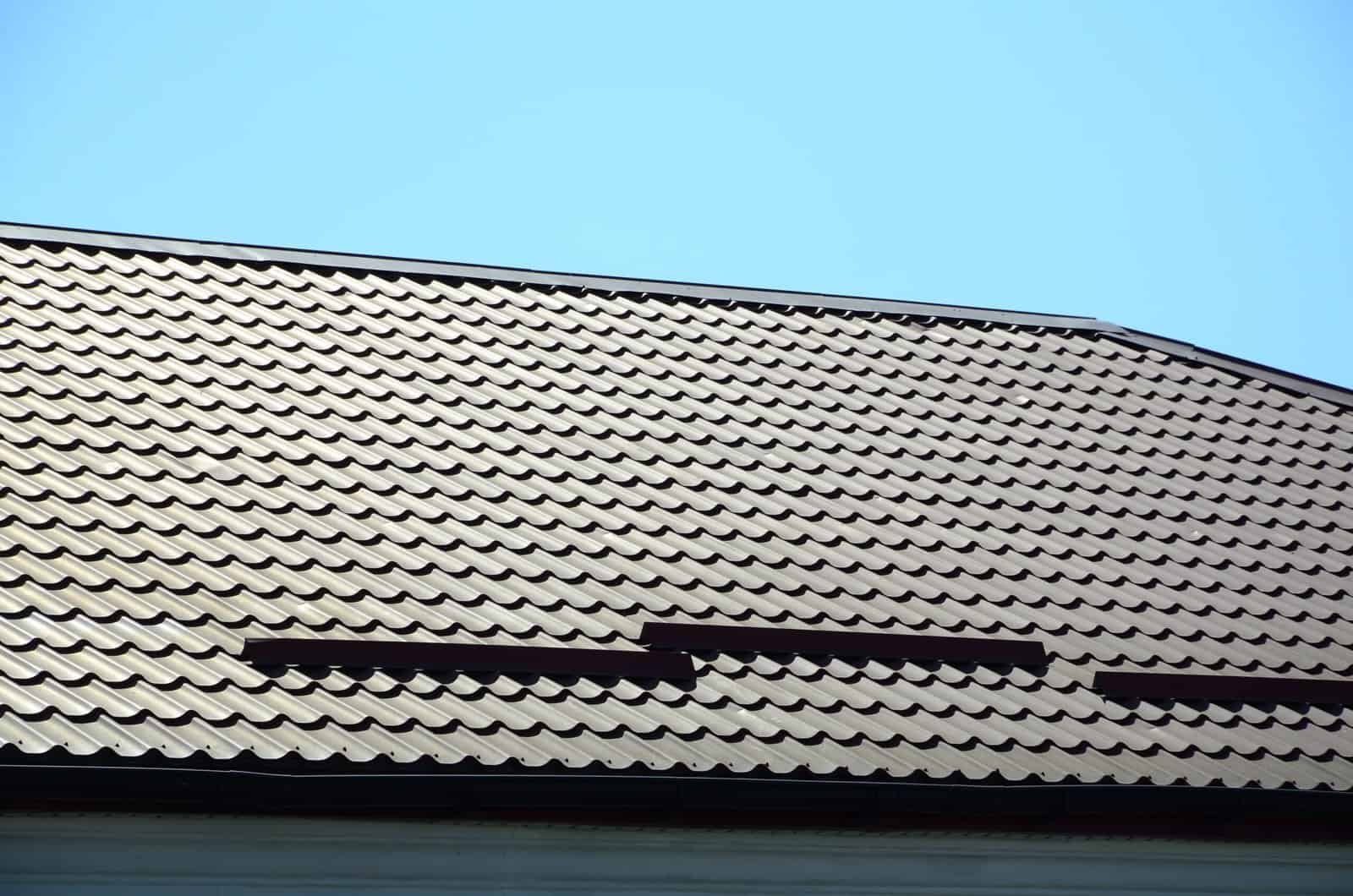 Painted metal roof with durable roofing panels for residential homes.